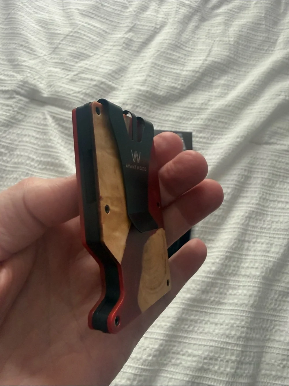 Air Wallet Pro Money Clip - Red and Natural Wood